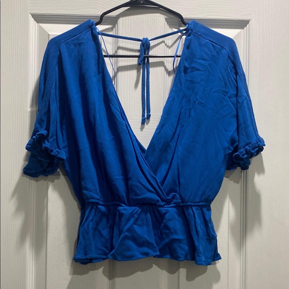 Miami Royal Blue Ruffle Blouse